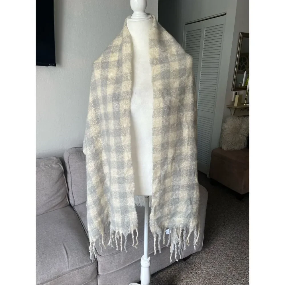 Loft wool blend neutral plaid print
